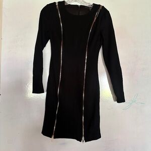 Guess black long sleeve  zipper dress (XS)